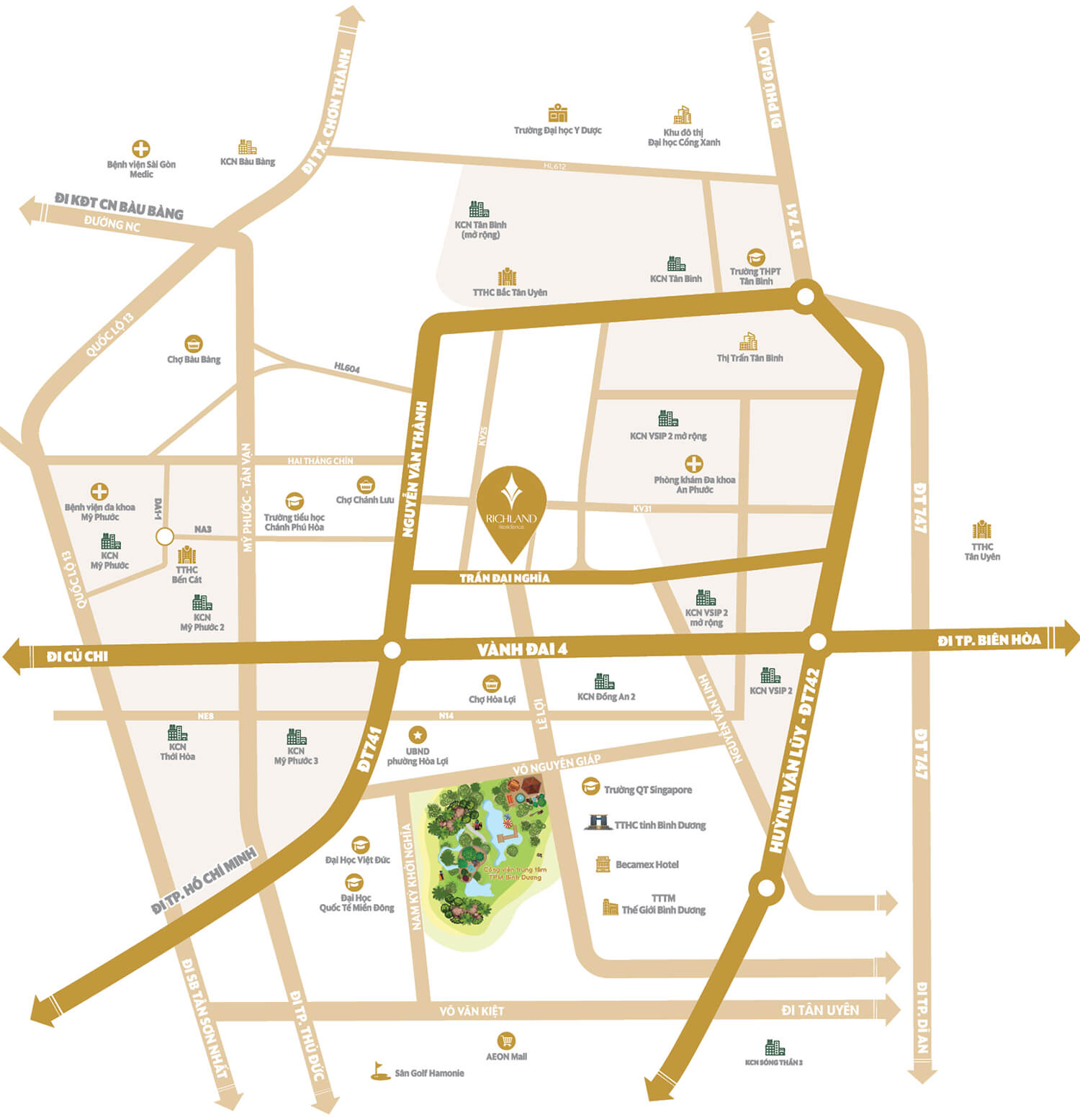 Vị trí dự án Richland Residence Bến Cát