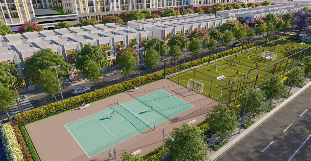 6 sân pickleball; 2 sân bóng đá; sân tennis cho cư dân thỏa sức rèn luyện sức khỏe.